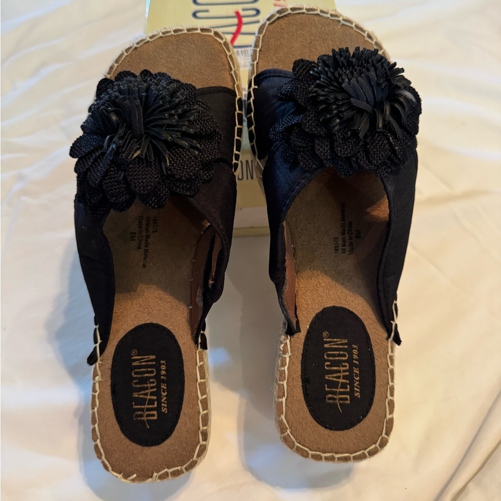 Beacon Black Espadrille Sandals – Comfortable Summer Slip‑On Shoes - never worn